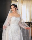 Luxury Mermaid Wedding Dress Lace Sparkling Detachable Long Sleeve Bridal Gown