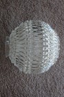Vintage Mid Century Large Clear Cut Glass Ball Lamp Globe Ceiling Dome Light