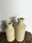 2 Antique Beige Stoneware Bottles