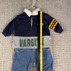Vtg 90s Y2k Sesame Street Rugby Polo Longsleeve Cookie Monster Set Baby 0-3 M