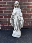 Stunning Vtg Weathered  worn Mary Vintage Cement concrete Garden Statue 26 tall