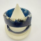 Vtg Lucite Bangle Bracelet Swirl Blue Chunky Wide Mod Retro Wow Set Of 2