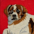 Saint Bernard Dog Punch Needle Vintage Embroidery Tapestry Wall Art Framed 20 5 