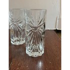 Vintage Cut Glass Starburst Highball Tumbler Glasses Set 4 Clear Crystal Style