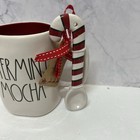 New Rae Dunn By Magenta Christmas White    peppermint Mocha    Mug W  Spoon