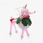 Vintage Pink And White Glass Poodle Christmas Holiday Ornament