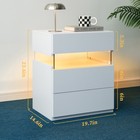 Led Nightstand 3 Drawer Dresser End Table Acrylic Board Bedroom White Storage