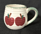 Vintage 1980 s Apple Garden Ribbed Ceramic Mug Set  alco 