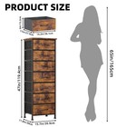 Tall Narrow 7-drawer Fabric Dresser Storage Tower Rustic Brown Wood Top