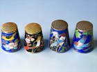 Vintage Chinese Cloisonn   Enamel Sewing Thimbles
