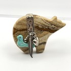 Vintage Southwestern Bear Brooch Sterling Silver Carolyn Pollack Jasper Fetish