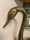 Vintage Large Brass Swan Goose Duck Figure 17  Tall Mcm Decor Statue