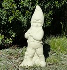 Vintage Helpful Gnome Statue Solid Cement Stone Dwarf Lawn Yard Garden Figurine
