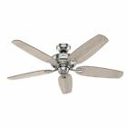 Channing 54 Inch Hunter Led Indoor Easy Install Brushed Nickel Ceiling Fan With