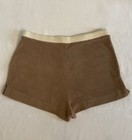Vintage 80s Terry Cloth Shorts Hot Pants Womens Size M Brown Beach Pool Athletic
