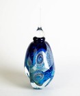 Eickholt Art Glass Perfume Bottle Cobalt Blue Silver   Gold Flecks Vintage 2002