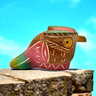 Whimsical Owl Bird Vintage Bali Folk Art Carved Wood Wooden Pink Figure Figurine