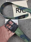 Rrl Double Rl Camo Canvas Belt Black Metal Buckle Casual Outdoor Strap Size 34 -