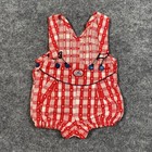 Vintage Oshkosh Bgosh Red Star Plaid Vestbak Sunsuit Romper 6 9m Made In Usa