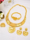 24k Gold Plated Dubai Jewelry Set Necklace Earrings Ring Bracelet For Women