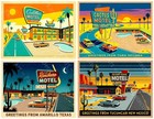 Vintage Desert Hotel Luggage Stickers  4 Retro Labels On 1 Cut   Peel Sheet