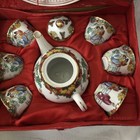 Vintage Miniature Chinese Tea Set 6 Cups Teapot Lid Plate Famille Rose Boxed
