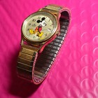 Vintage Lorus Disney Mickey Mouse Watch V532-6078 Gold Tone Quartz Date Working