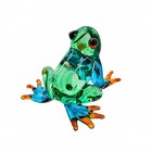 Hand Blown Glass Frog Miniature Figurine Multicolor Dollhouse Decor Handmade Art