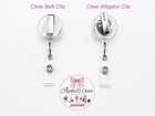 Clear Retractable Id Badge Holder Reel W  Belt   Alligator Clip Plastic metal