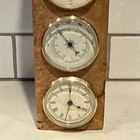 Charles Elkan Burl Wood Wall Weather Station Clock Barometer Hygrometer Vintage