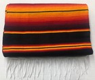Falsa Mexican Blanket Hand Woven Rasta Serape Throw Yoga Black   Orange Sunrise
