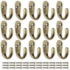Ibosins 15pcs Coat Hooks Wall Mounted Single Prong Robe Hook Antique Brass