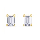 Emerald Cut Solitaire Stud Earrings For Women With White Cubic Zirconia