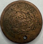 1851 Xf Details Holed Braided Hair Large Cent Exact Coin Imaged  lc627