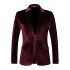 Men Velvet Work Blazer Jacket Business Casual Button Slim Fit Suit Coat Tops