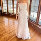  galina Ivory Bead Lace Empire Waist Strapless Wedding Gown Bridal Dress Size 12