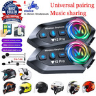 1 2x Music Interphone Dual Bluetooth 5 4 Motorcycle Helmet Intercom Headset Wate