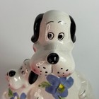 Vintage Style Flower Dog Ceramic Piggy Bank Glazed Floral Hand Painted Kitschy