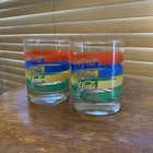 Coca Cola 1980s Vintage Striped Collector s Tumbler Rocks Glasses  1980   s