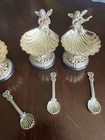 Pedro Duran Sterling Silver Angel Shell Salt Cellars Set Of 4 Matching Spoons