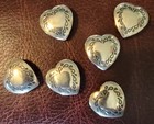 Set Of 6 Vintage Native American Sterling Silver Stamped Heart Button Covers