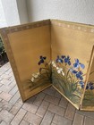 Vintage Japanese 72   x 36  4-panel Folding Byobu Silk Screen Divider Art