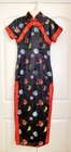 Nwt Vintage Women   s Black  Red Satin Qipao Cheongsam Dress  Size 36  Xs
