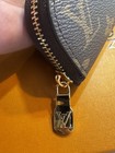 Pencil Pouch Case Monogram Canvas Zip Pen Case Pouch Brown