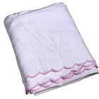 Vtg Pottery Barn Kids Crib Skirt Quilted Pink Scalloped Edge Girl Dust Ruffle