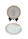 Waffle House Pyrex Side Plates White Milk Glass Brown Regency Scroll Rim Set 2