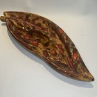Large Vintage Ceramic Drip Glaze Mcm Ashtray Brown Orange Red Retro 1970s 17   