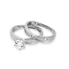Sterling Silver 925 Rhodium Plated Clear Cz Solitaire Bridal Ring Band Sizes 5-9