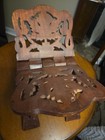 Wooden Book Stand Carved Folding Book Holder Boho Wood Towel Holder Vintage