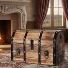Vintiquewise Wooden Treasure Chest Trunk Vintage-style Storage Box With Leath   